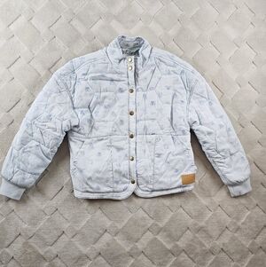 Disney Store Winnie The Pooh Quilted Jacket Youth Large Blue Snap Closure